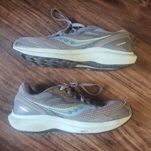 Saucony Cohesion Ladies Size 10 Gray and Teal Athletic Running Sneakers